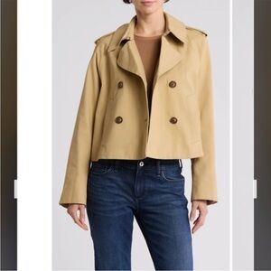 rag & bone Talia Crop Trench Jacket in Khaki Size L
